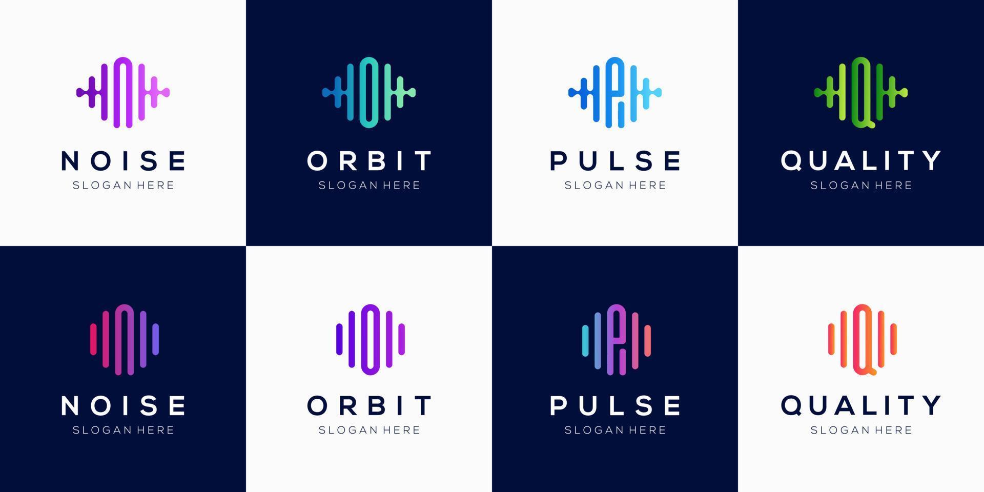 Monogram creative logo design template with pulse element. vector