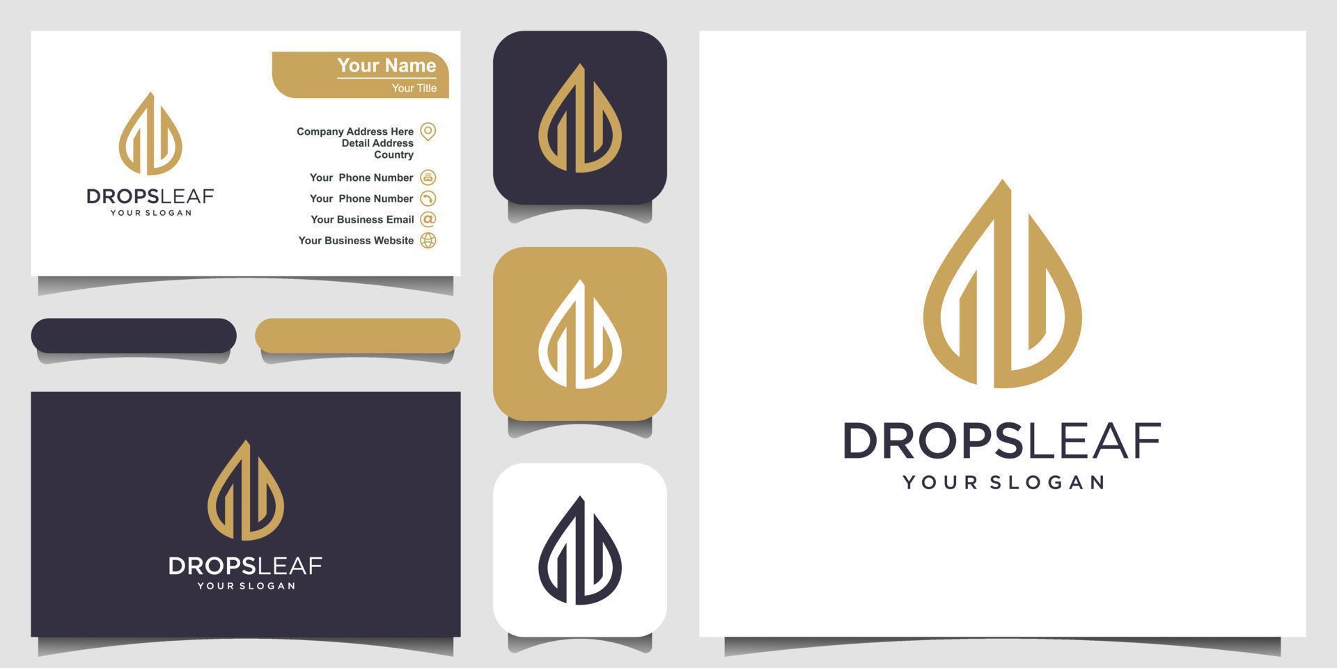 drop and water Vector logo with line art. logo design and business card