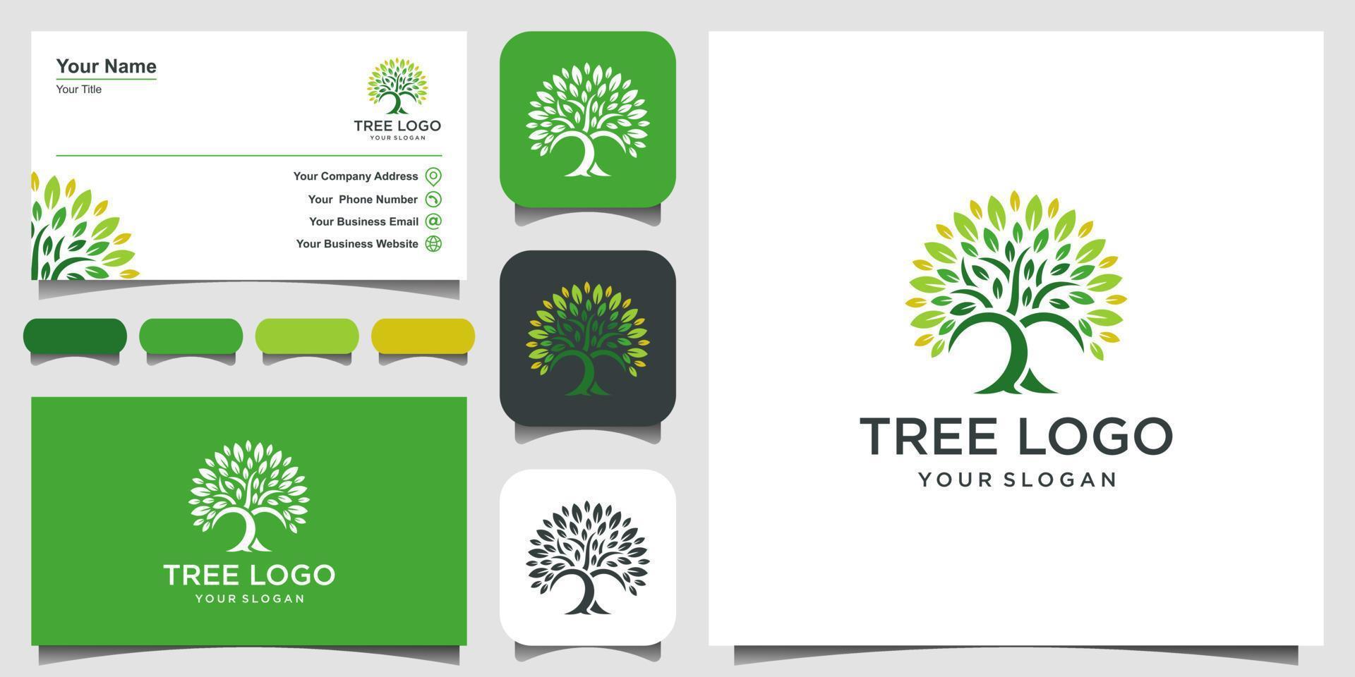 tree vector icon. logo design elements. Green Garden Vector Logo Template and business card design