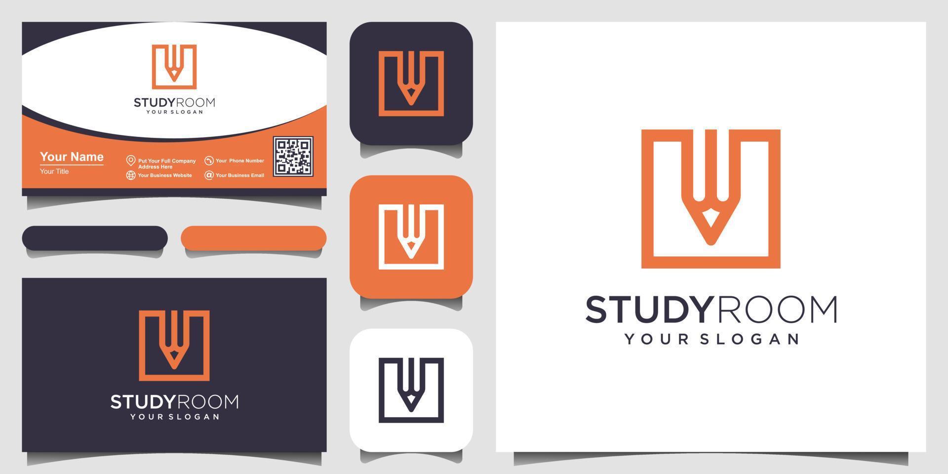 creative square with pencil concept logo design inspiration. and business card design vector