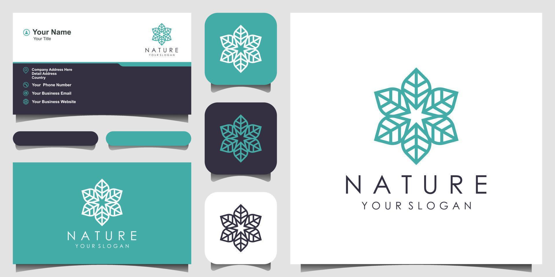 Minimalist elegant floral rose logo design for beauty, Cosmetics, yoga and spa. logo design and business card vector