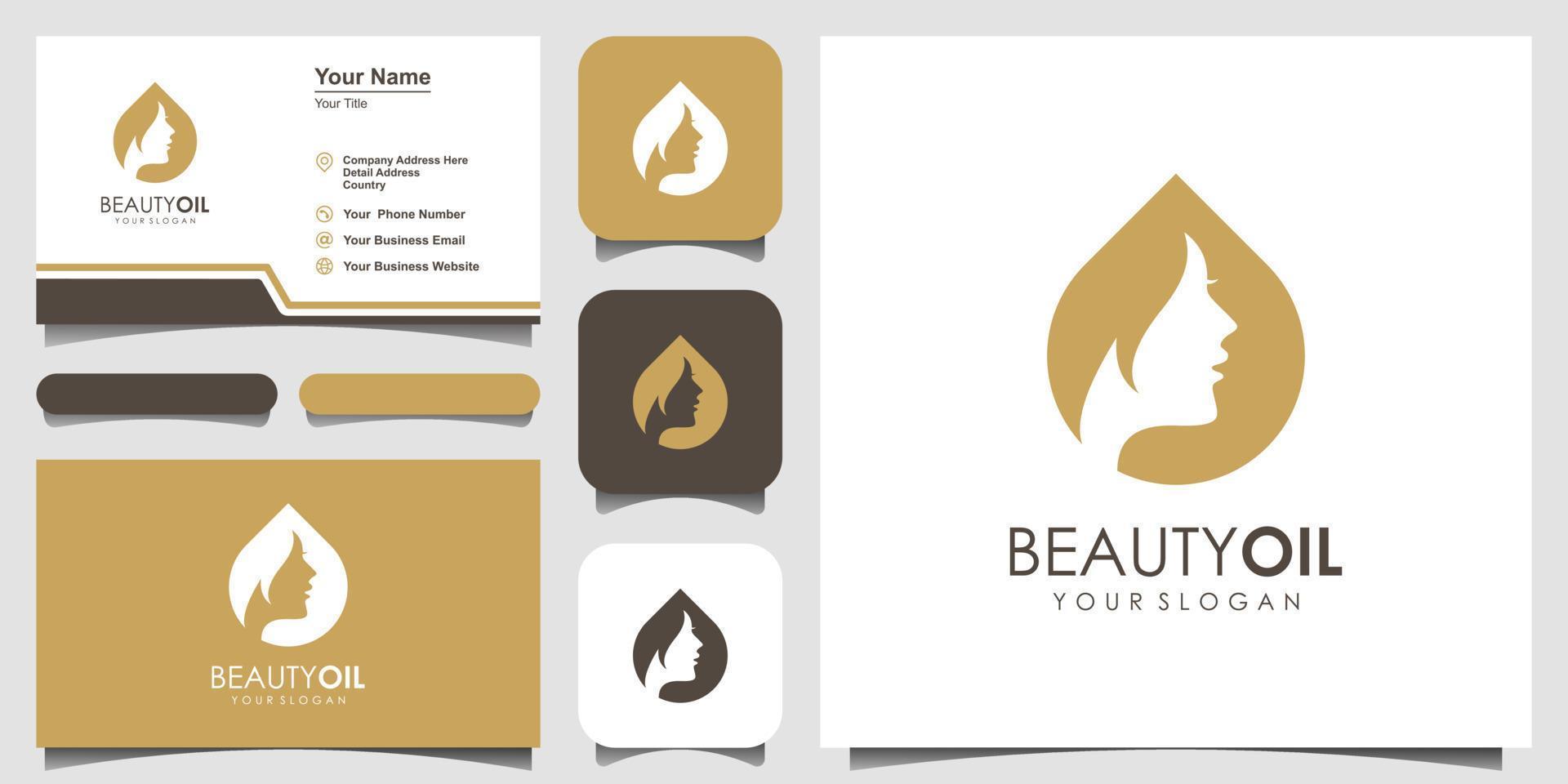 Beauty Water Logo Design Template Element and business card. beauty oil concept. vector