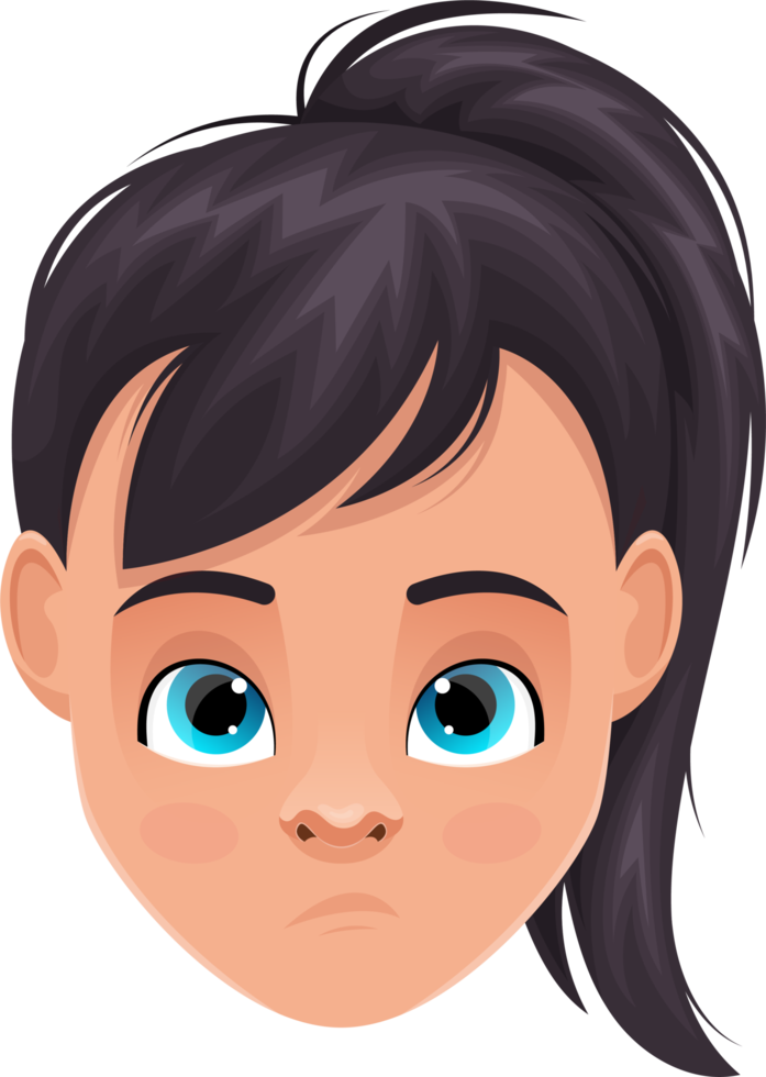 Little girl face expressions clipart design illustration png