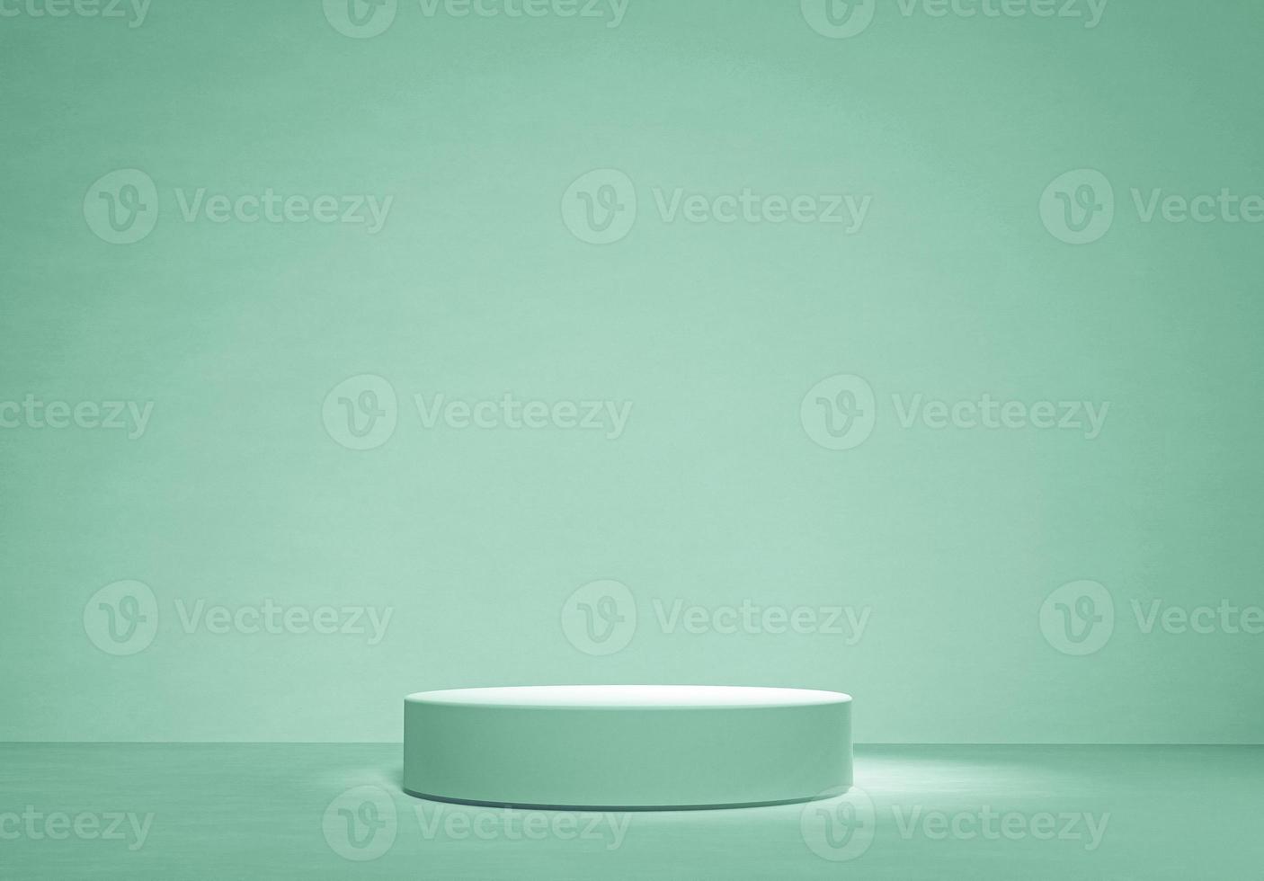 Soft green stone pink circle single podium mock-up in soft light for cosmetic product or goods copy space template design 3d rendering image photo