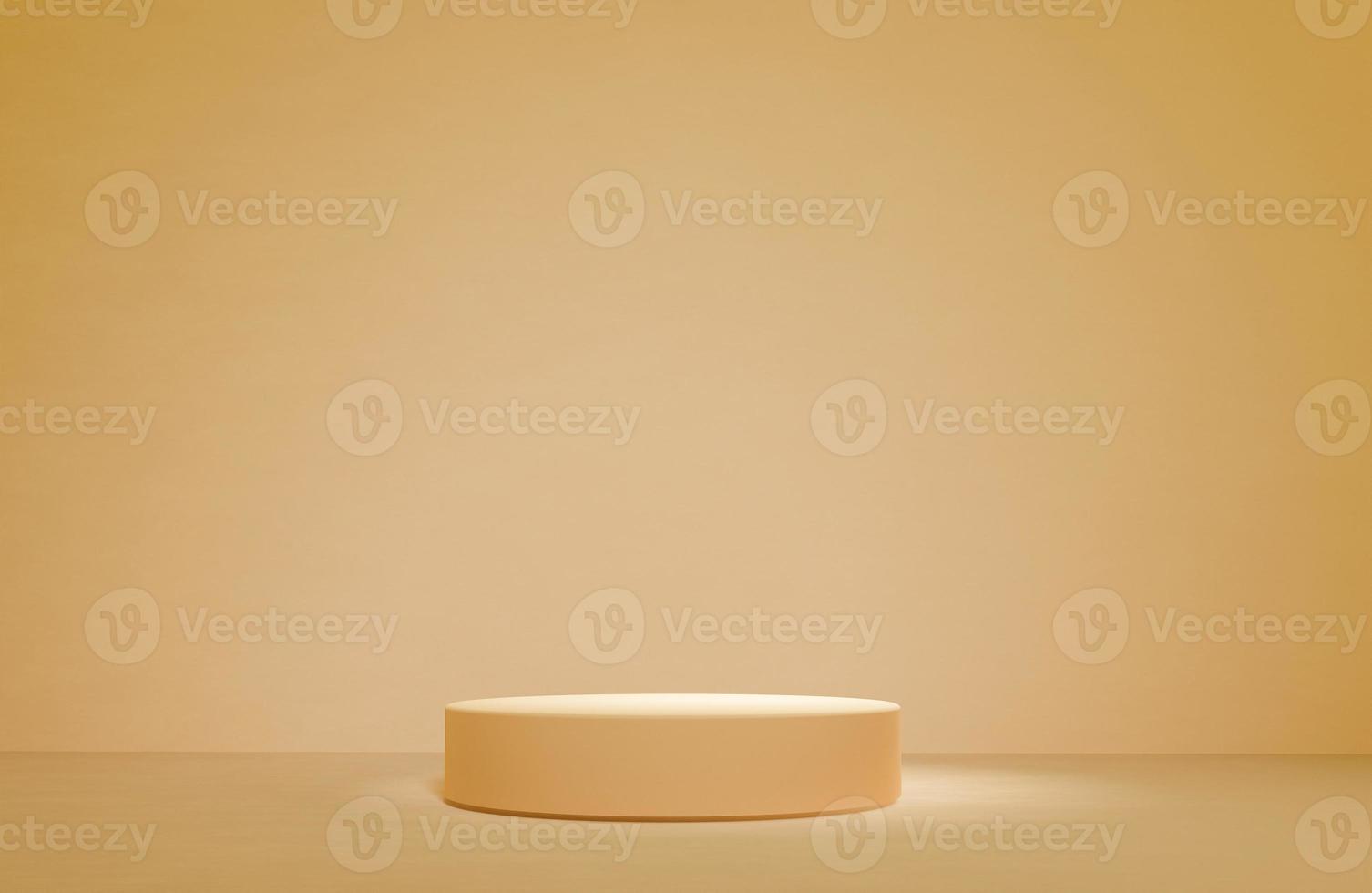 Almond gold stone circle single podium mock-up in soft light for cosmetic product or goods copy space template design 3d rendering image photo