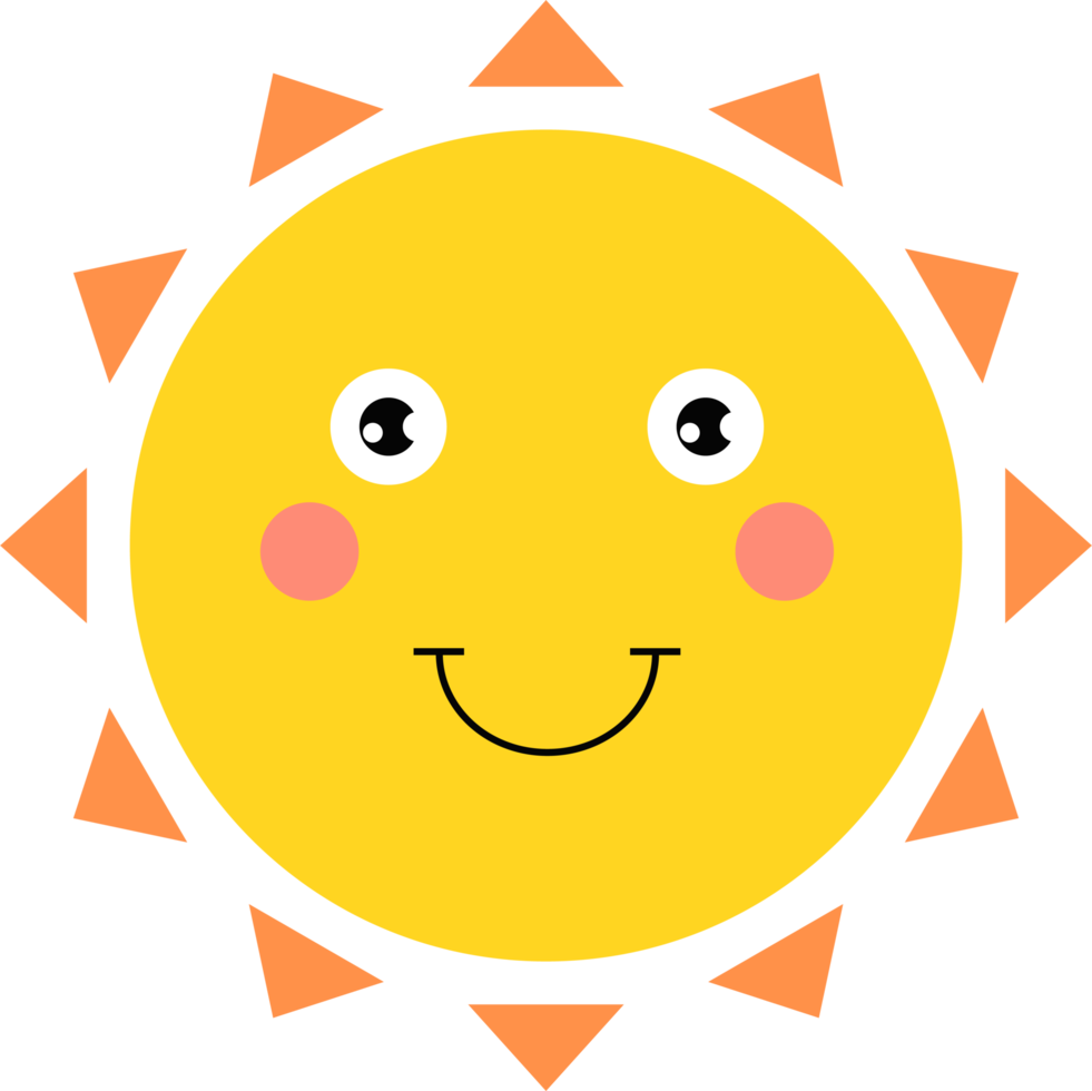 Smiling sun cartoon clipart design illustration png