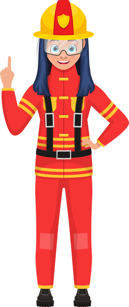 ilustração de design de clipart menina bombeiro png