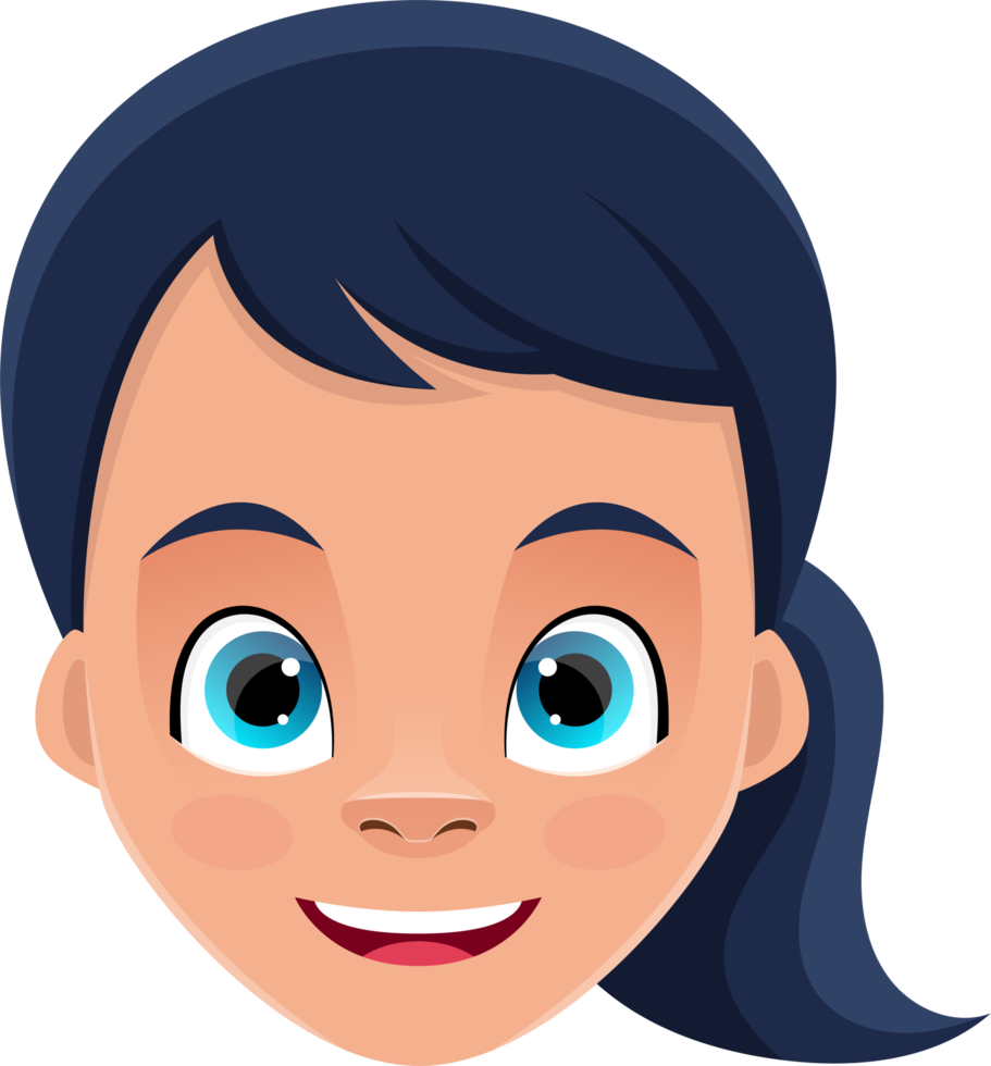 Little girl face expressions clipart design illustration png