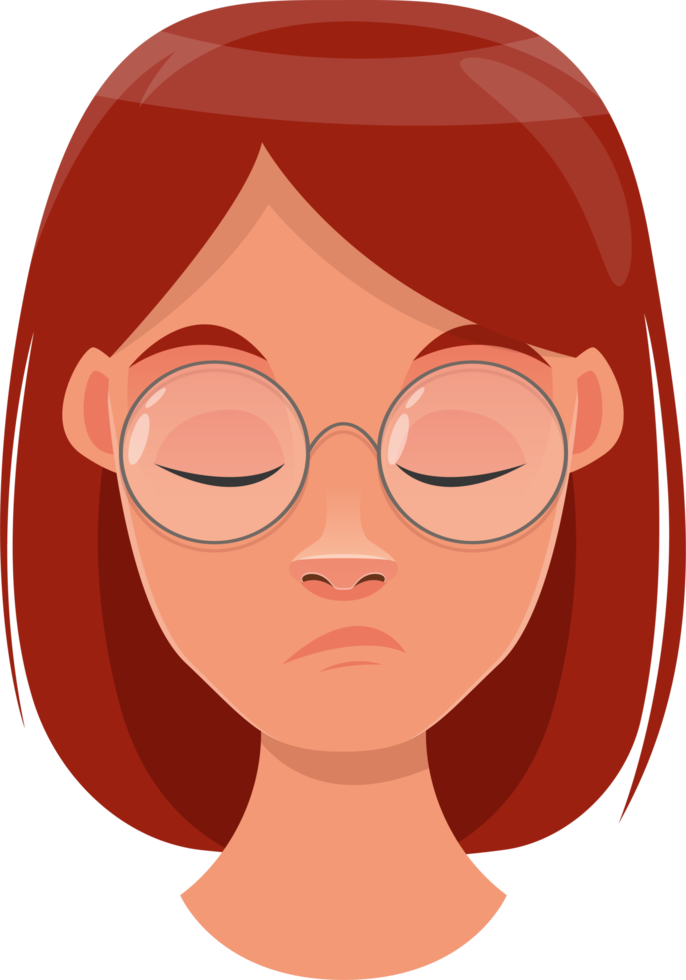 Woman face expression clipart design illustration png