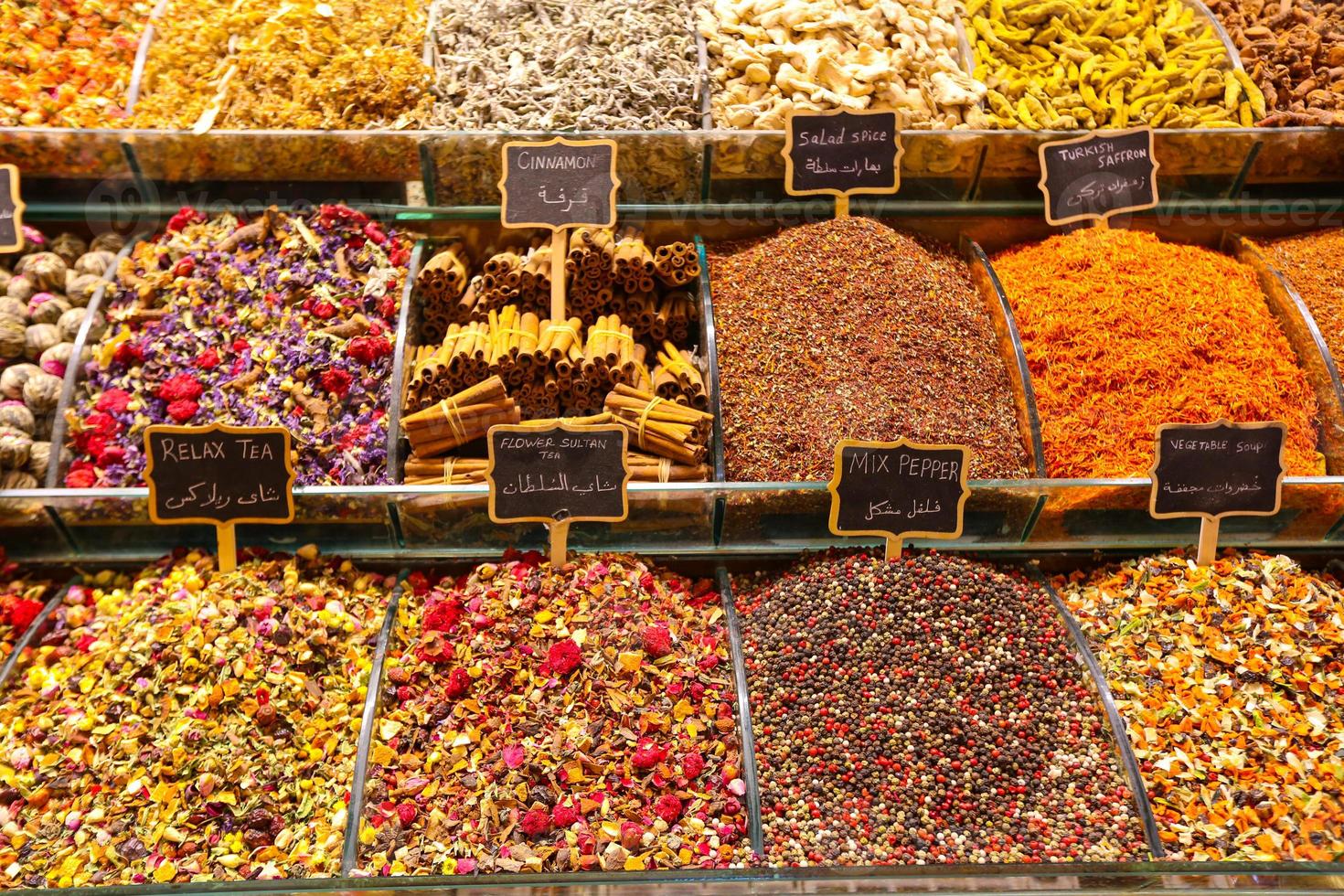 Teas and Spices in Spice Bazaar, Istanbul, Turkey photo