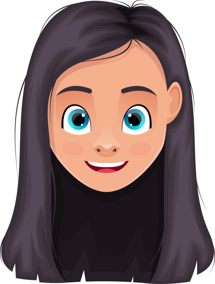 Little girl face expression clipart design illustration png