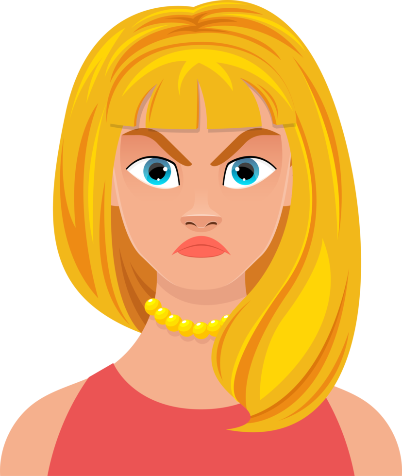 Woman face expression clipart design illustration png