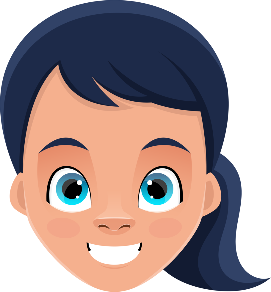 Little girl face expressions clipart design illustration png