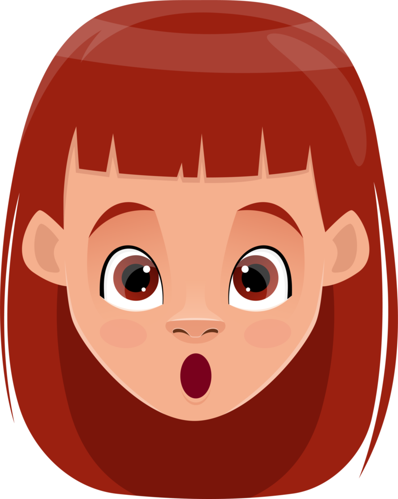 Little girl face expression clipart design illustration png