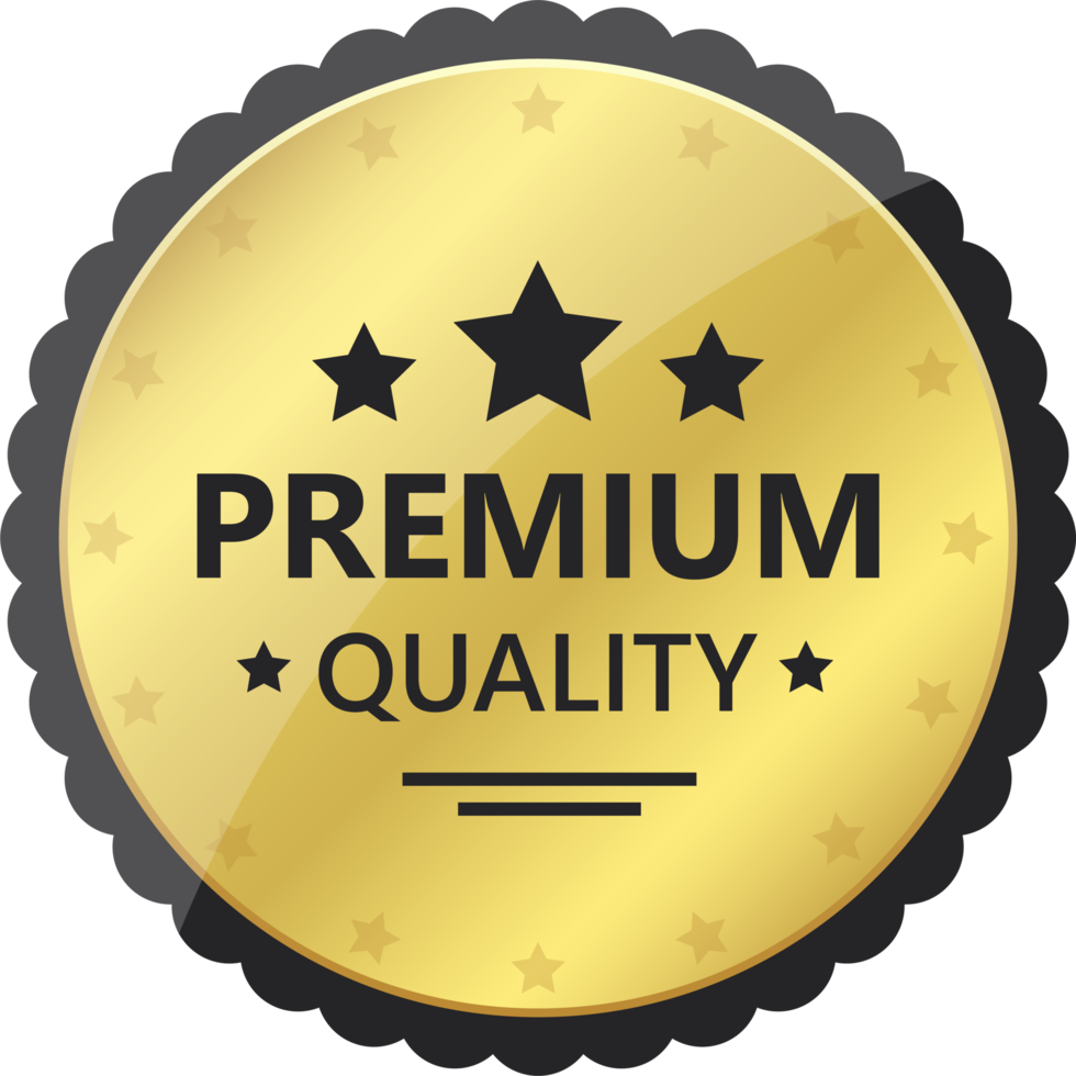 ilustração de design de clipart de emblema dourado de qualidade premium png