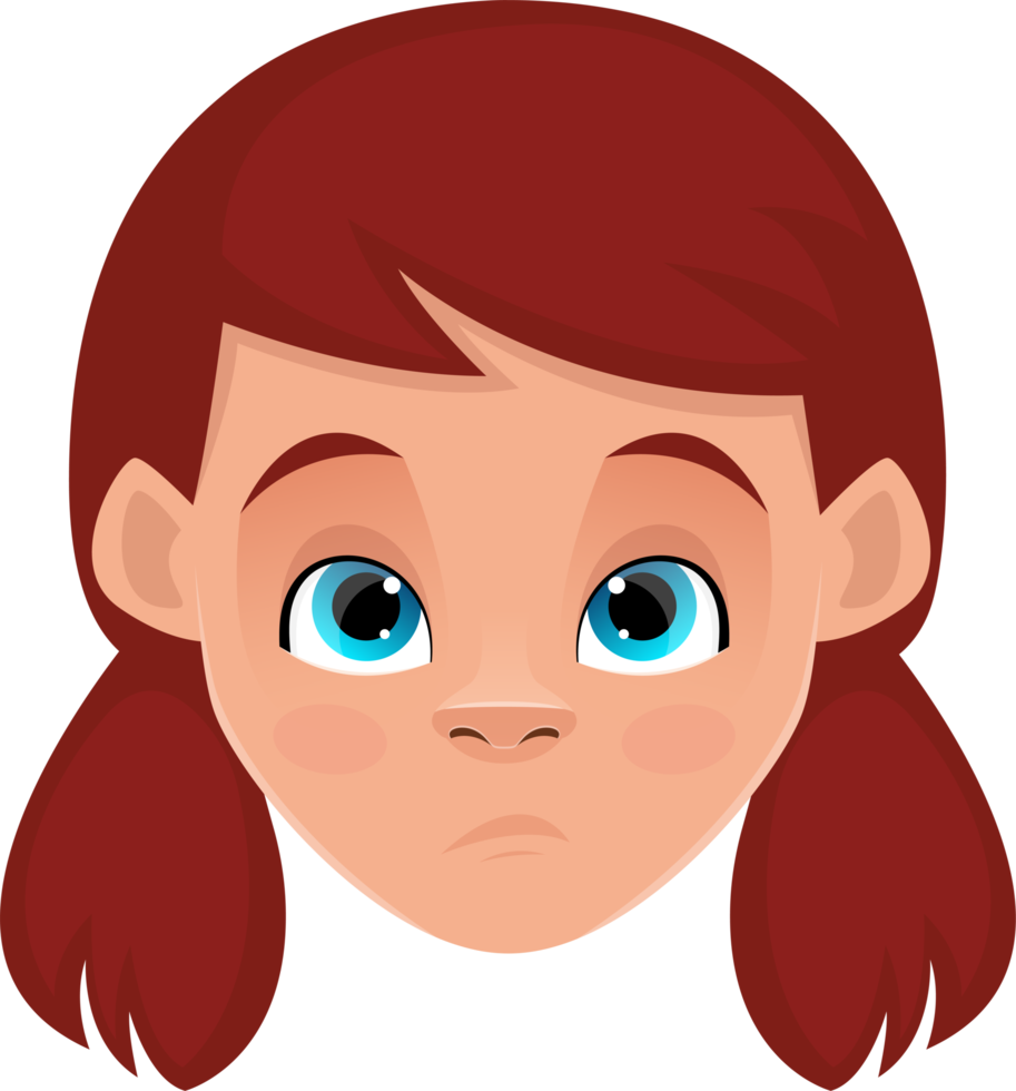 ilustração de design de clipart de expressões de rosto de menina png