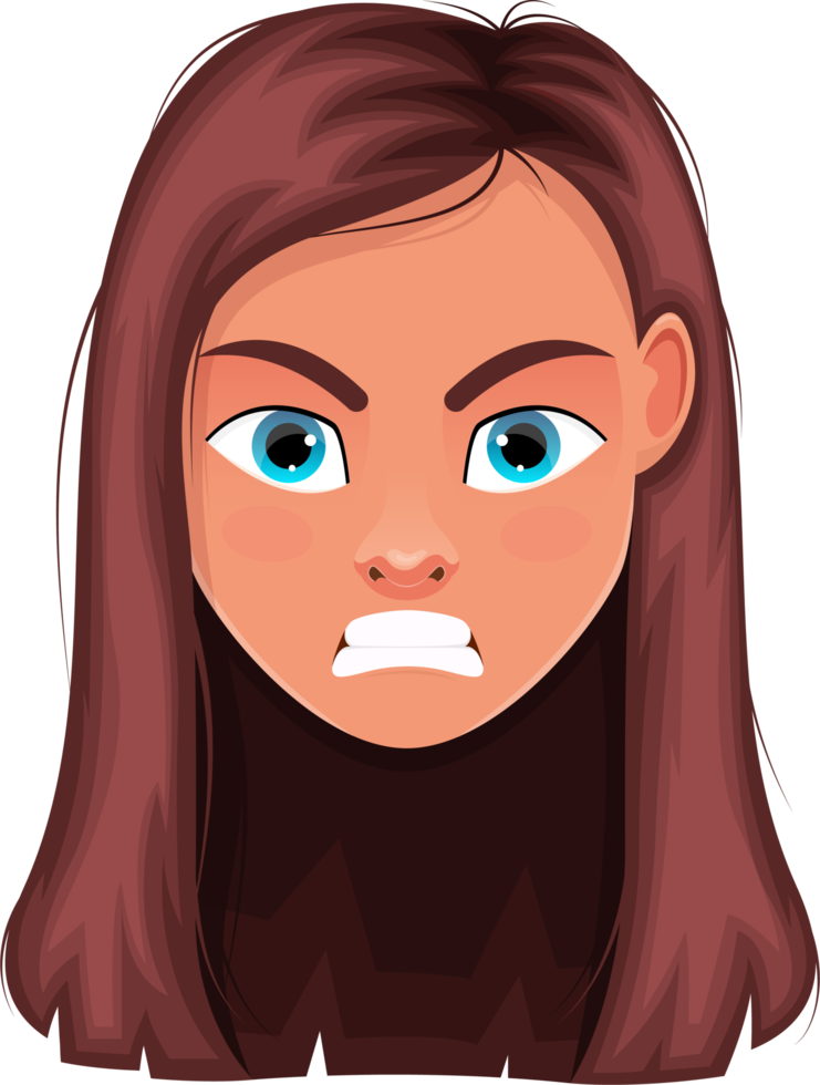 Woman face expression clipart design illustration png