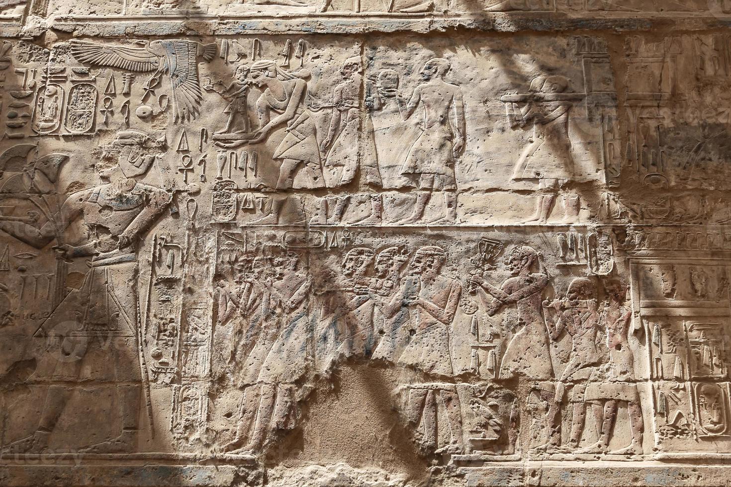 Egyptian Hieroglyphs in Luxor Temple, Luxor, Egypt photo