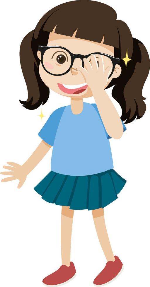 Cute girl wearing glasses cartoon character vector