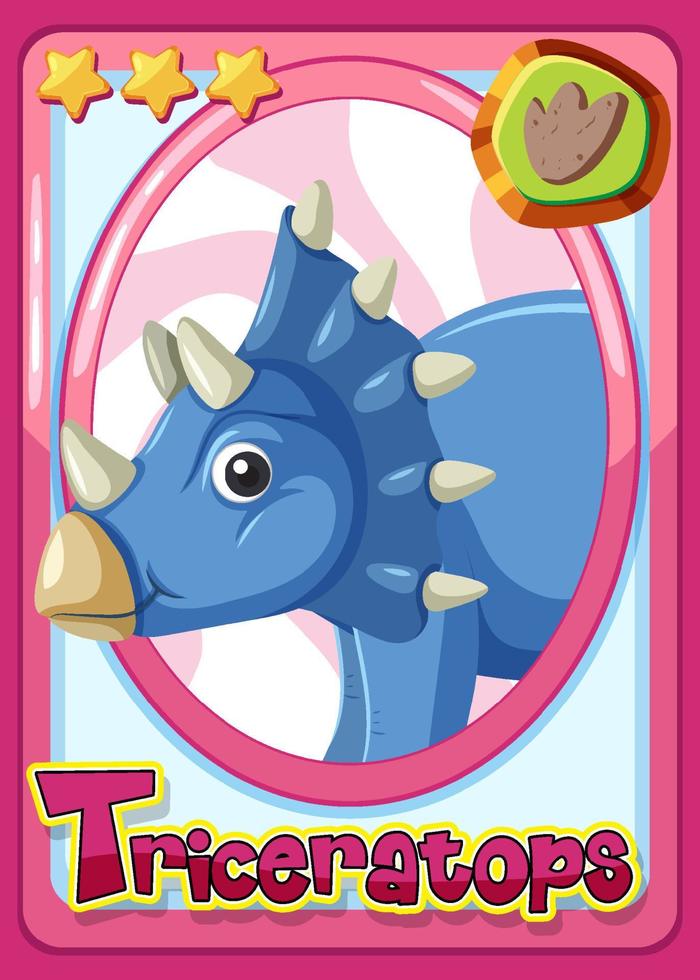 tarjeta de dibujos animados de dinosaurio triceratops vector