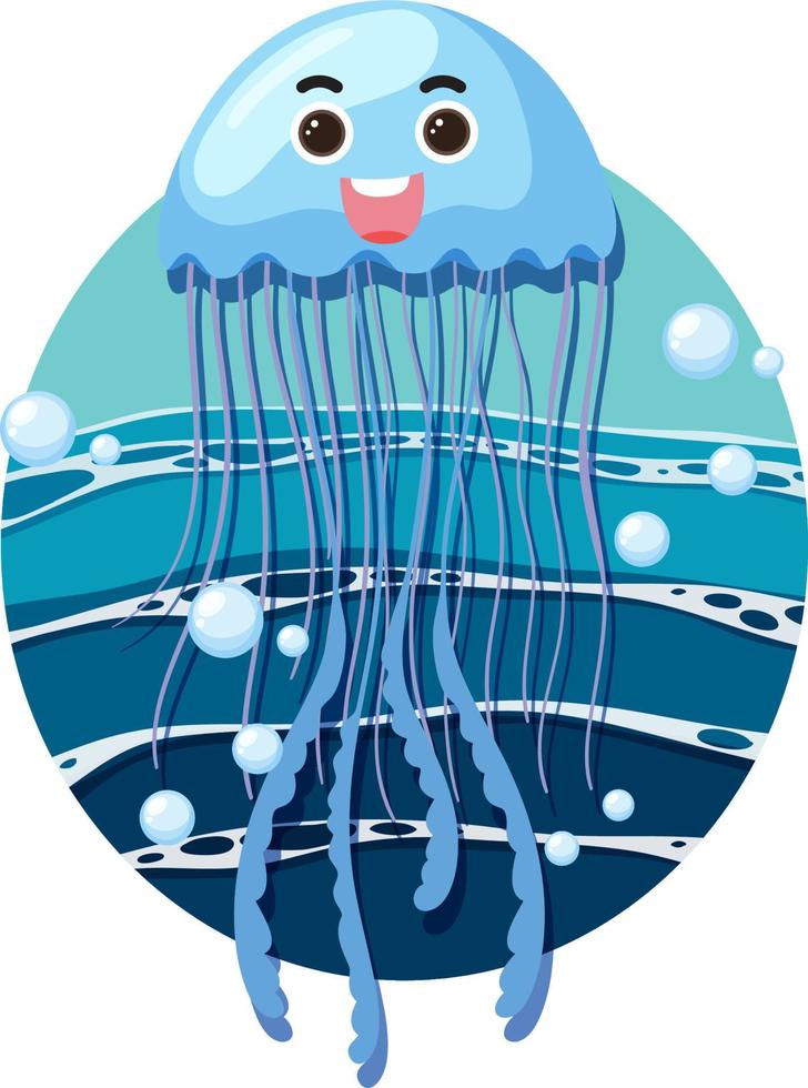 Jellyfish in cartoon style vector