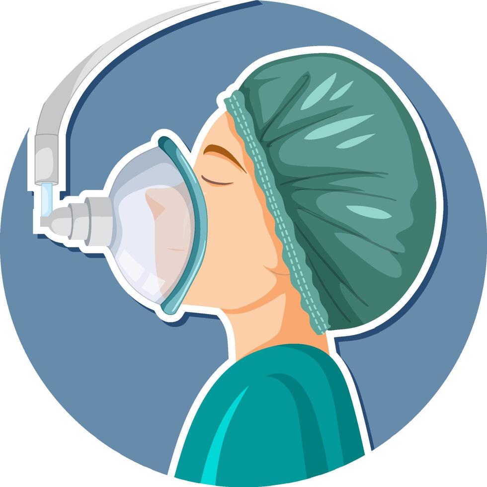 Patient with anesthesia mask vector