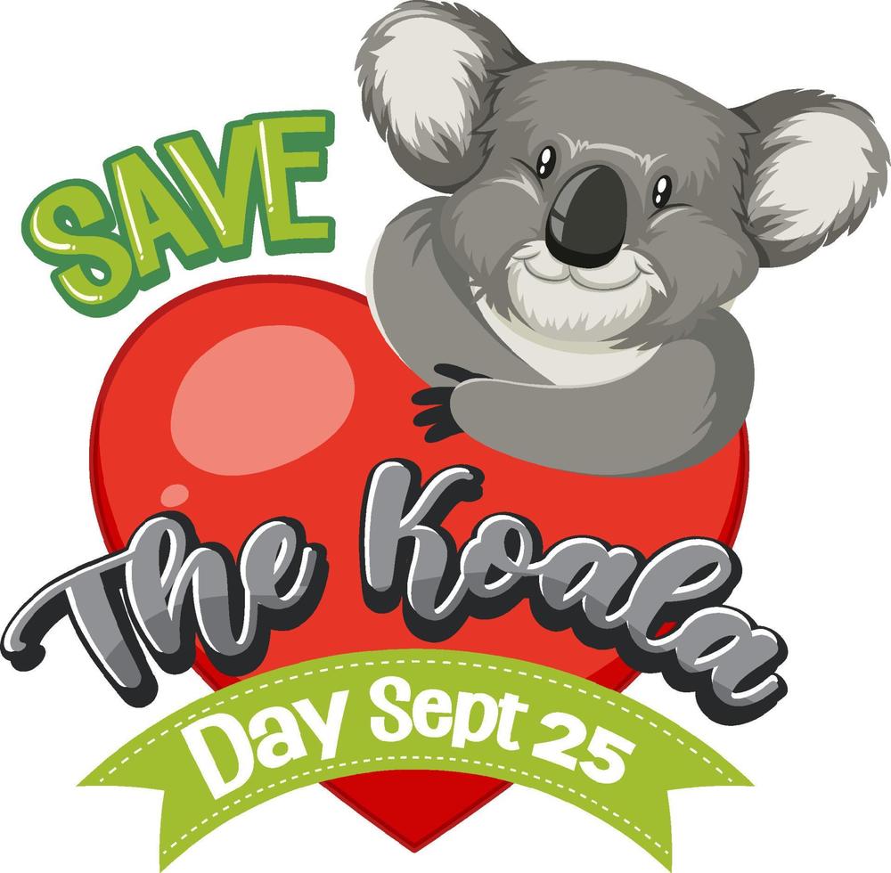 Save the koala day banner design vector