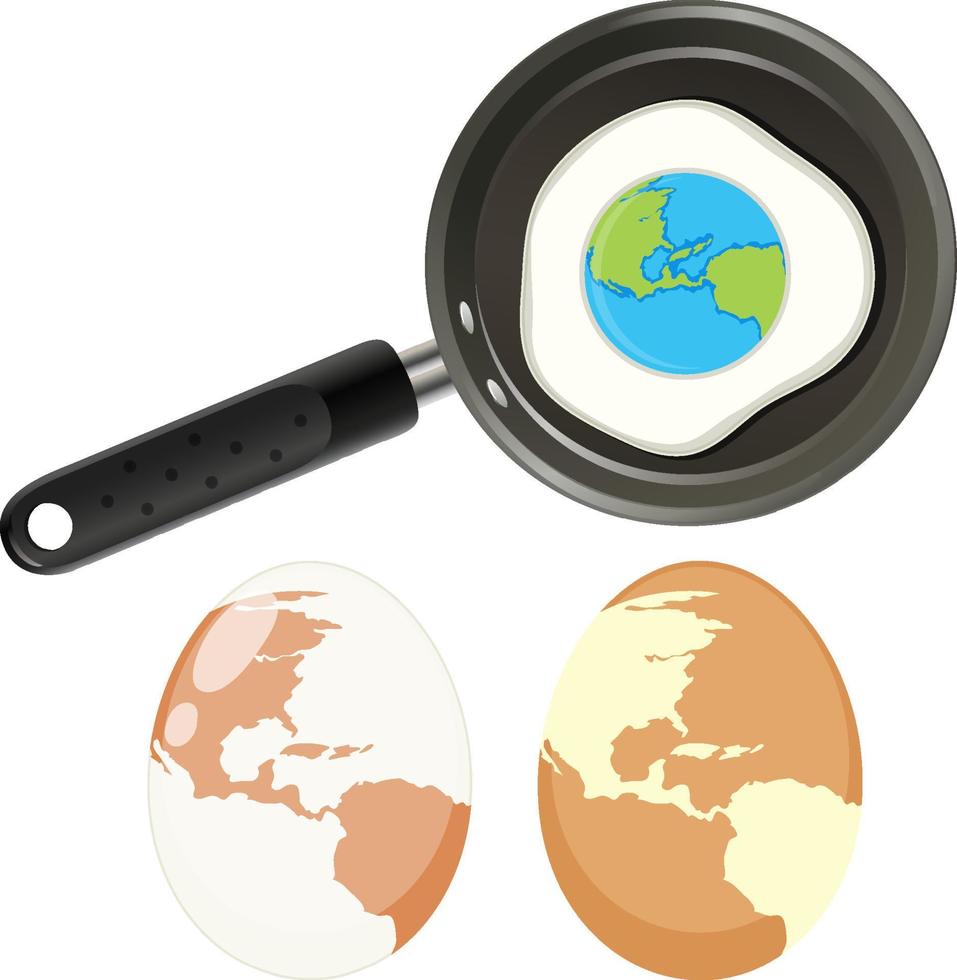 Fried egg on pan isolated vector