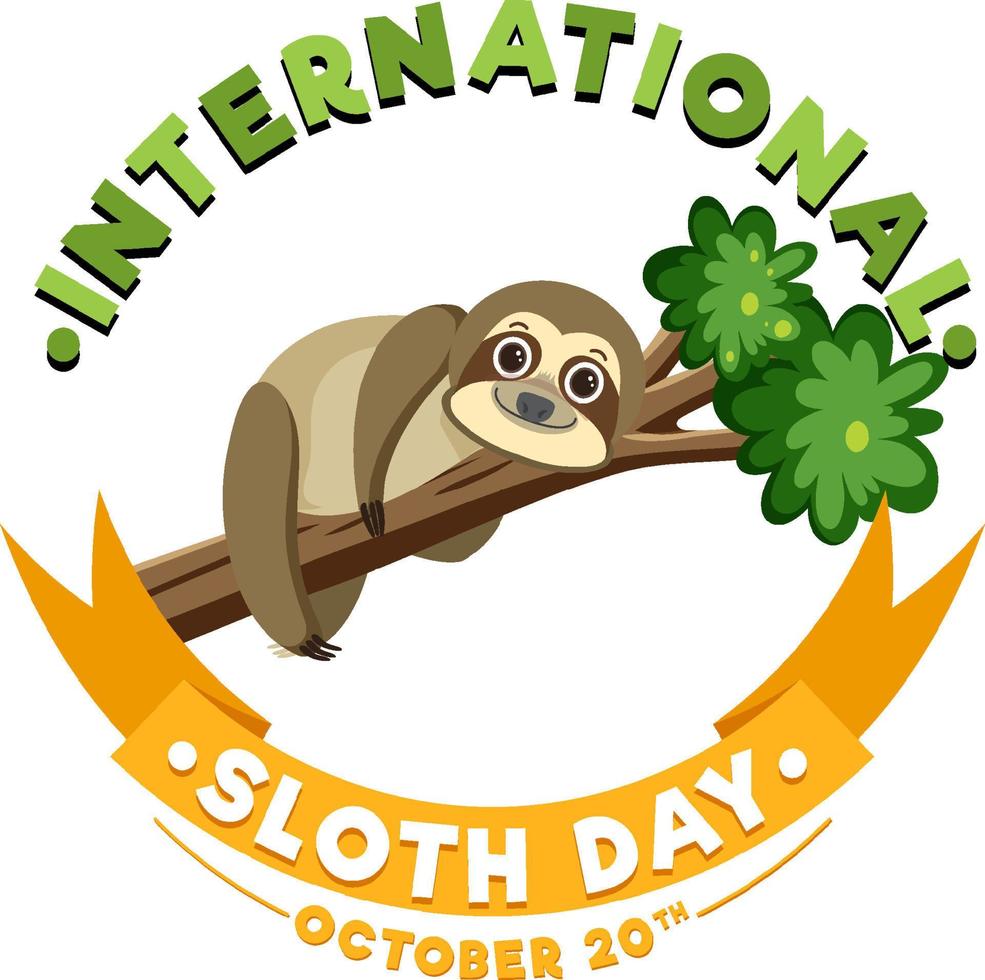 International sloth day banner concept vector