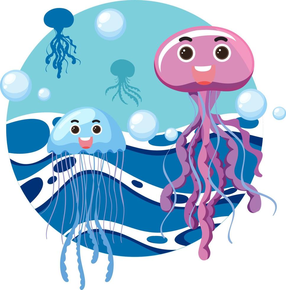 Jellyfish in cartoon style vector