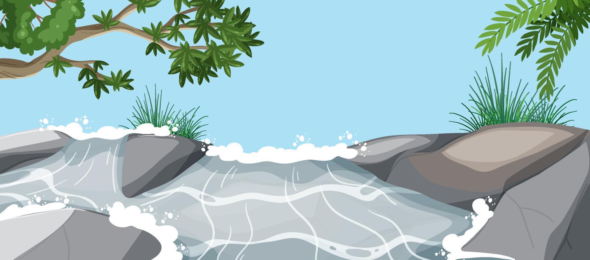 Rapid water flow nature scene vector