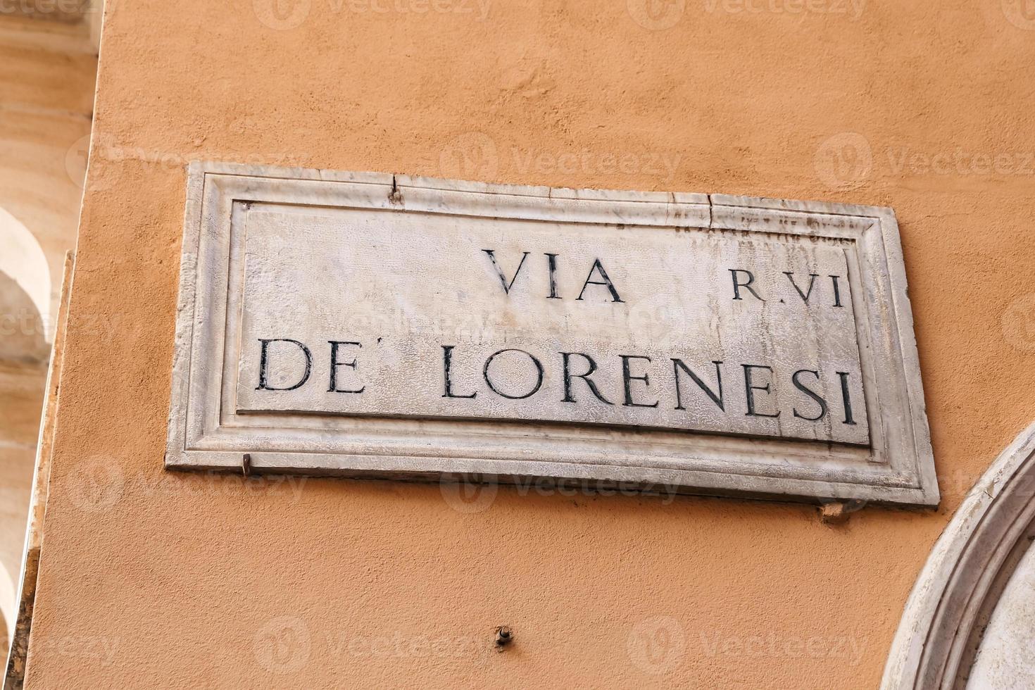 Via De Lorenesi Street Sign in Rome, Italy photo