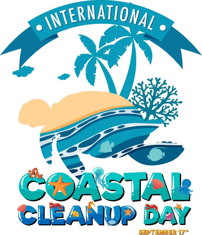 cartel del día internacional de la limpieza costera vector