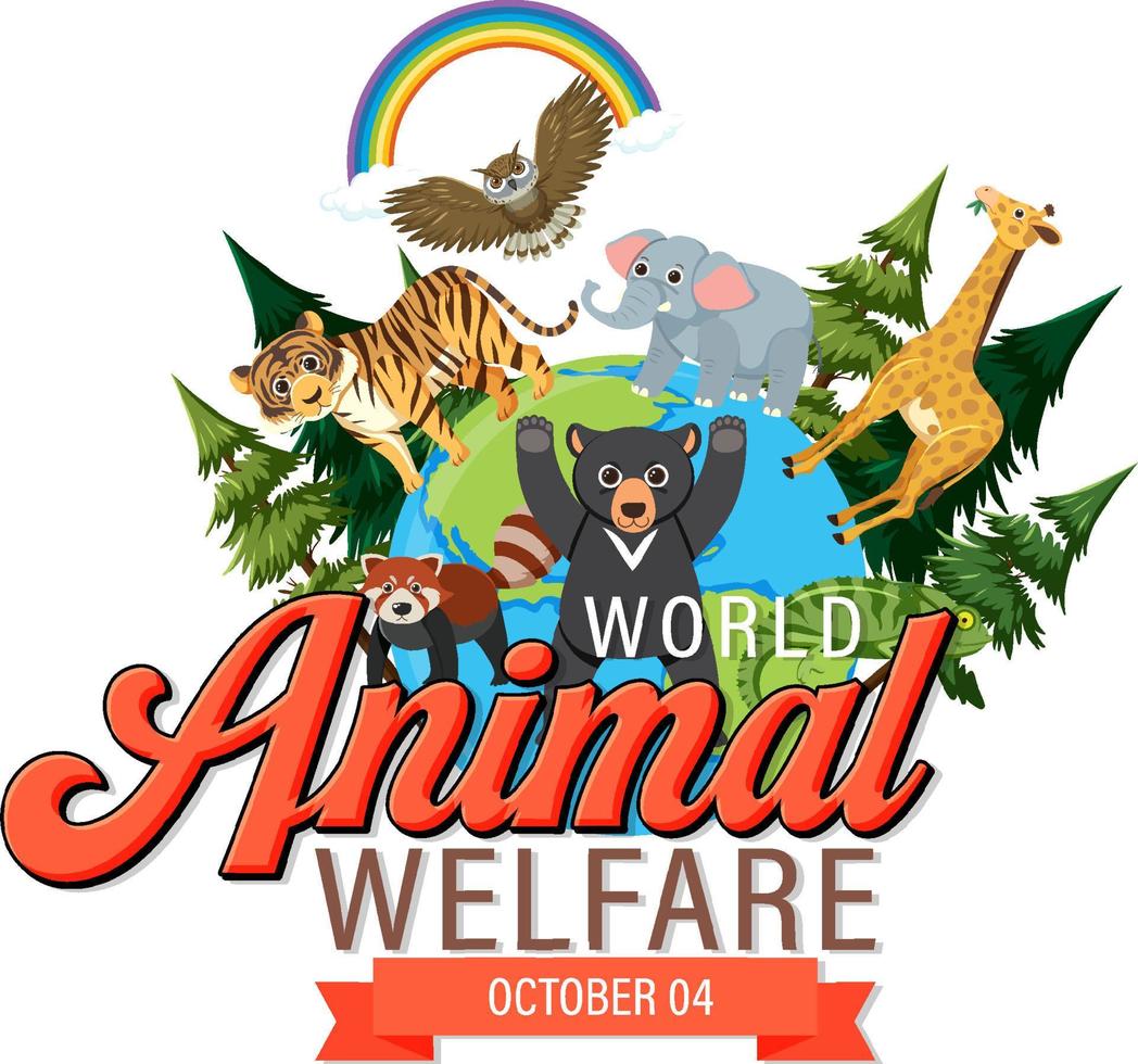 cartel del día mundial del bienestar animal vector