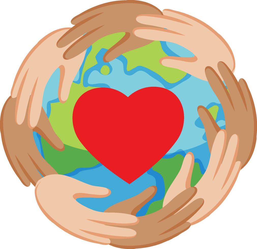 Earth globe symbol with heart vector