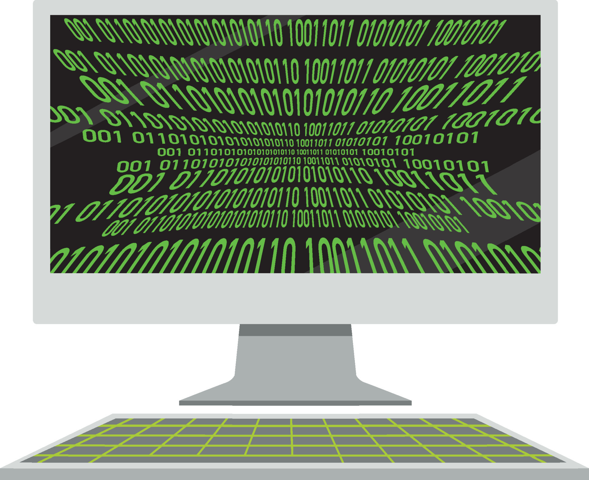 Computer with binary code screen 9381823 Vector Art at Vecteezy