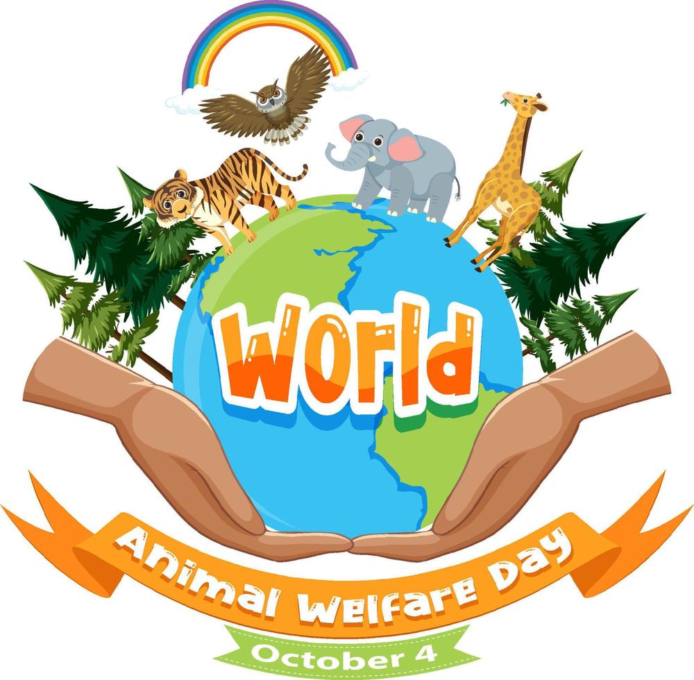 día mundial del bienestar animal 4 de octubre vector