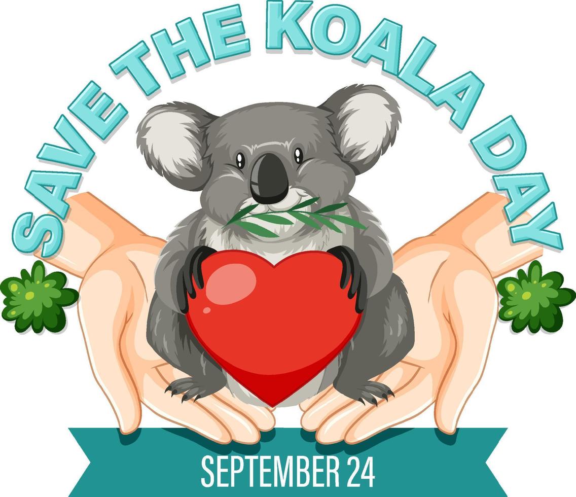 Save the koala day banner design vector