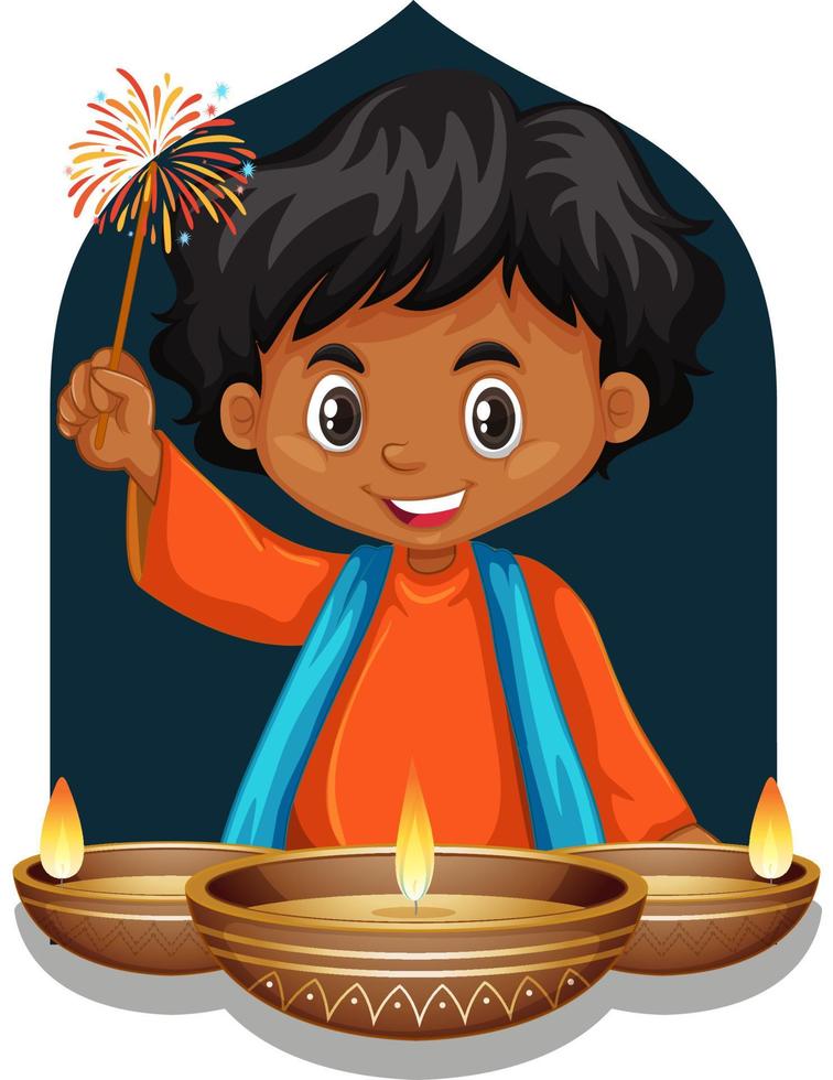 Cute Indian boy cartoon character vector