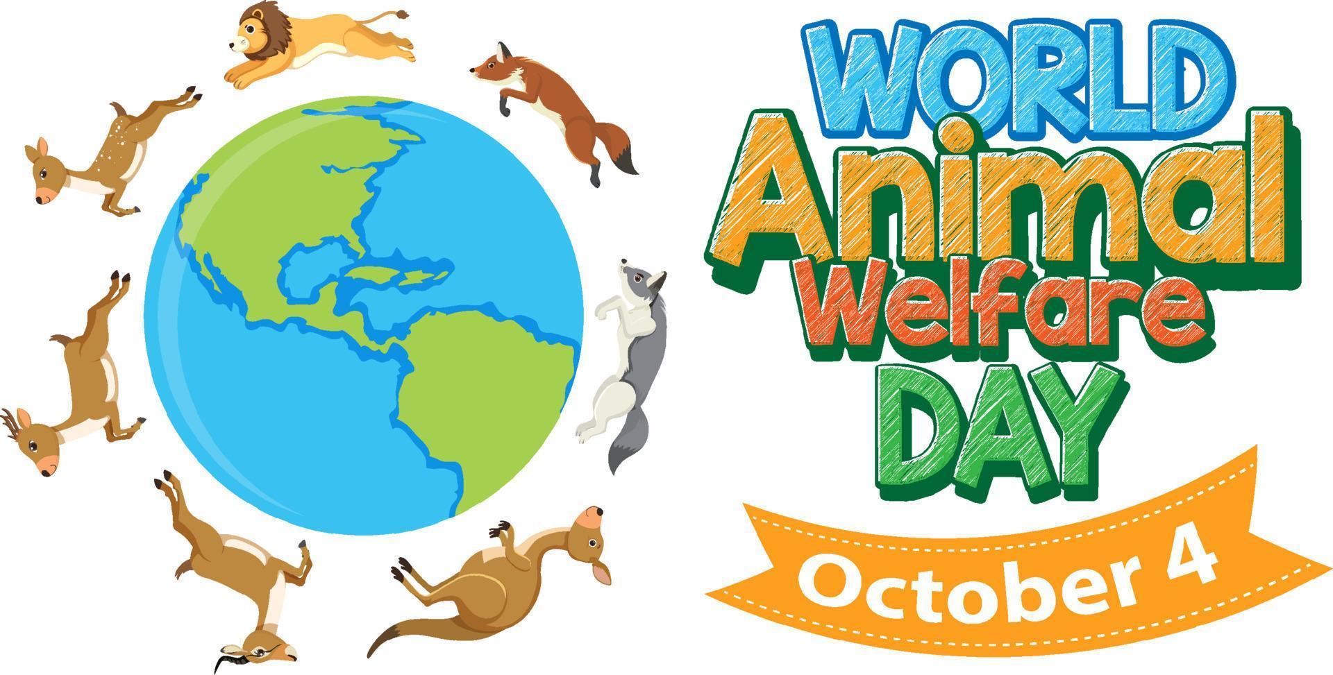 día mundial del bienestar animal 4 de octubre vector