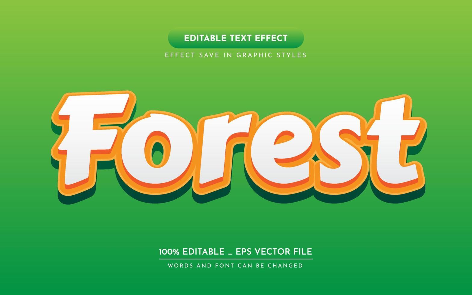 bosque efecto de texto editable 3d vector