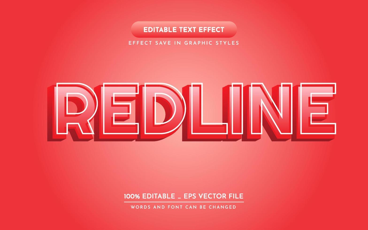 Redline 3D Editable Text Effect vector