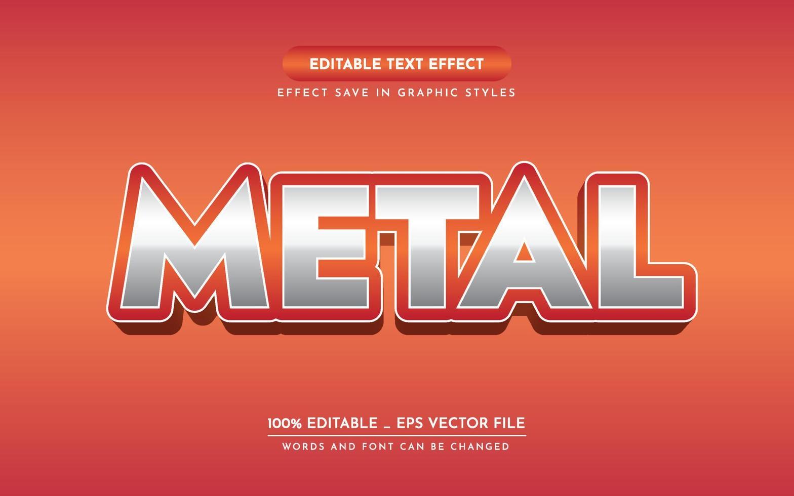 efecto de texto editable 3d de metal vector