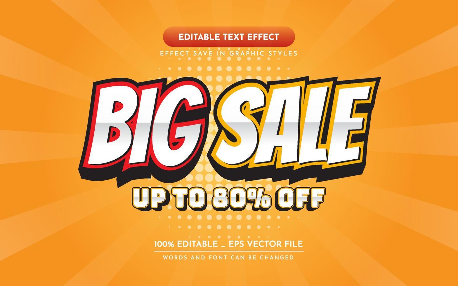 Big Sale 3D Editable Text Effect vector