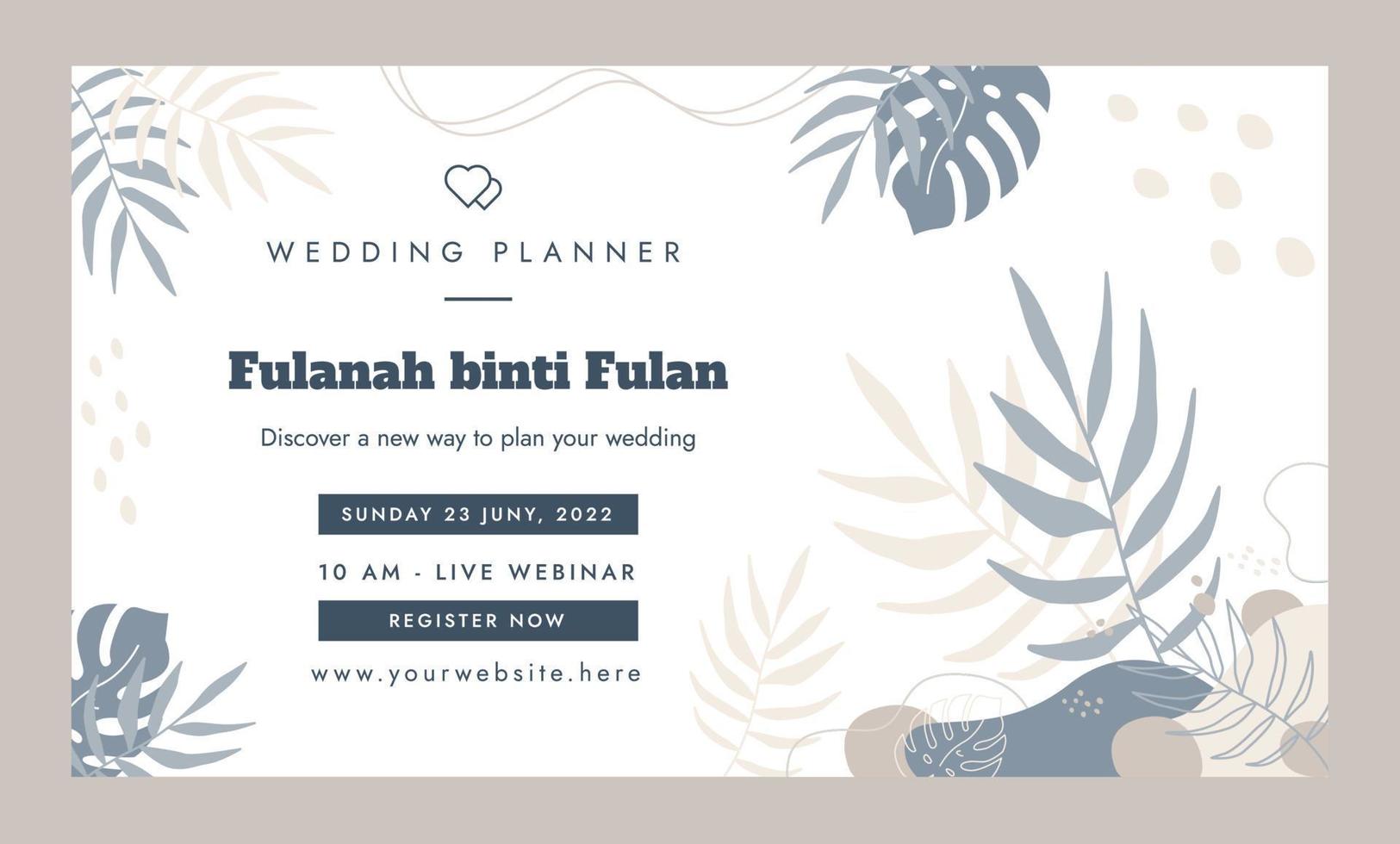 plantilla de seminario web de boda plana dibujada a mano vector