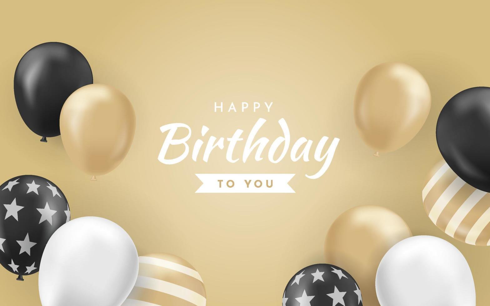 Happy Birthday Background with Realistic Luxury Golden Balloons vector