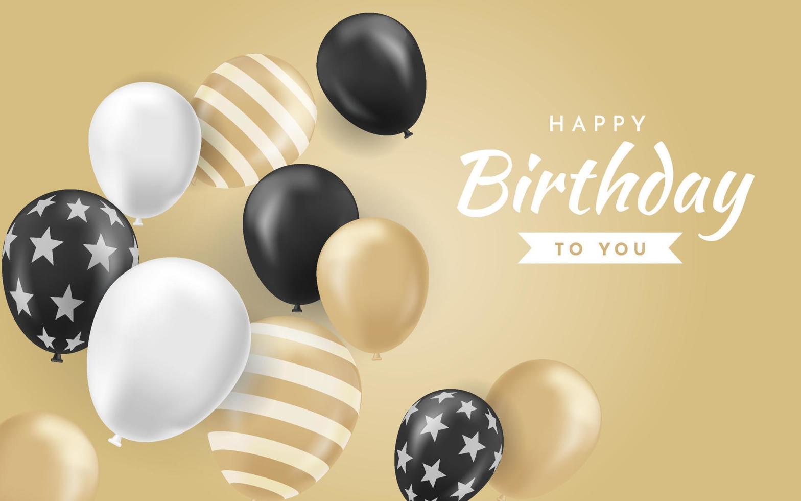 Happy Birthday Background with Realistic Luxury Golden Balloons vector