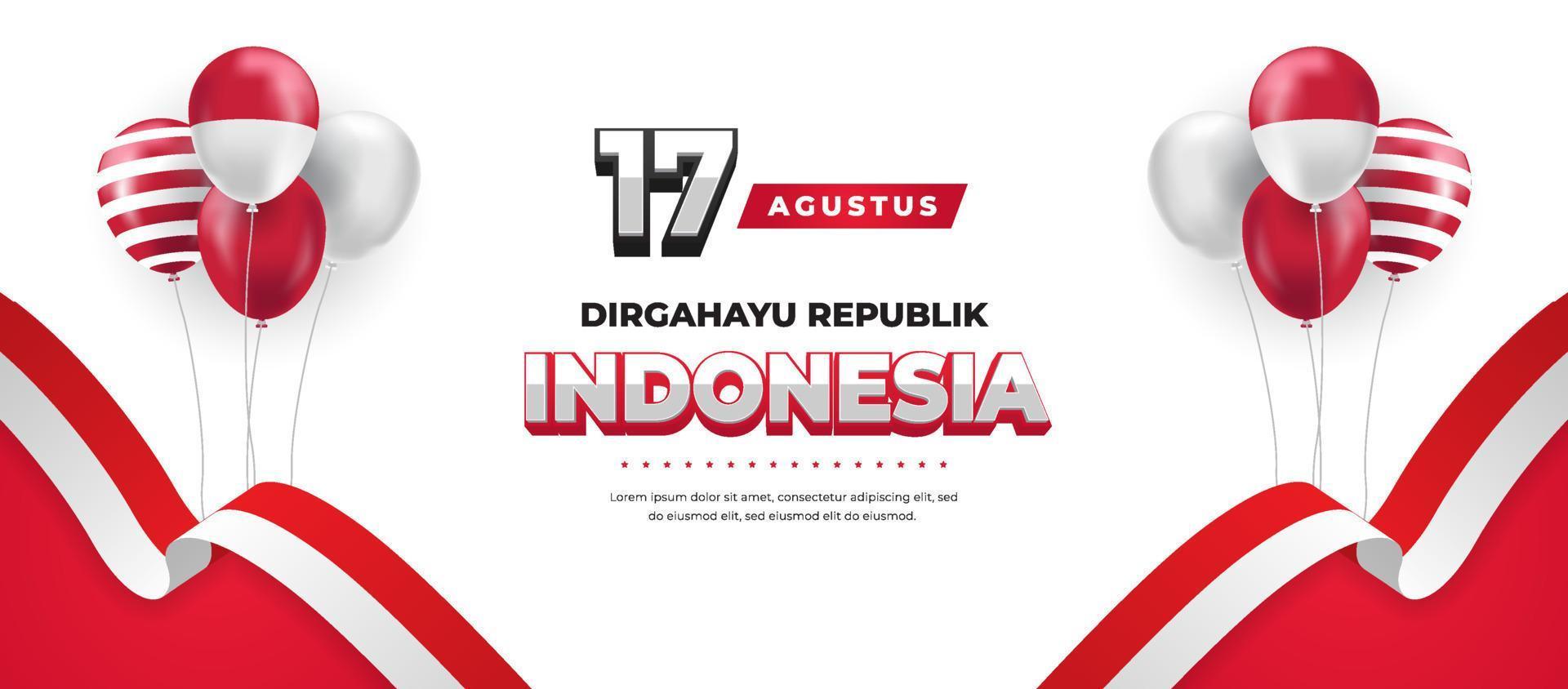 17 de agosto banner de tarjeta de felicitación del día de la independencia de indonesia vector