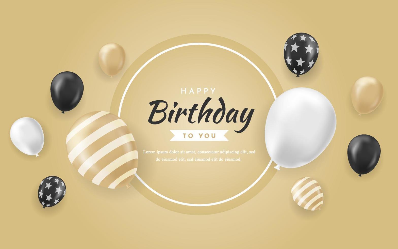 Happy Birthday Background with Realistic Luxury Golden Balloons vector