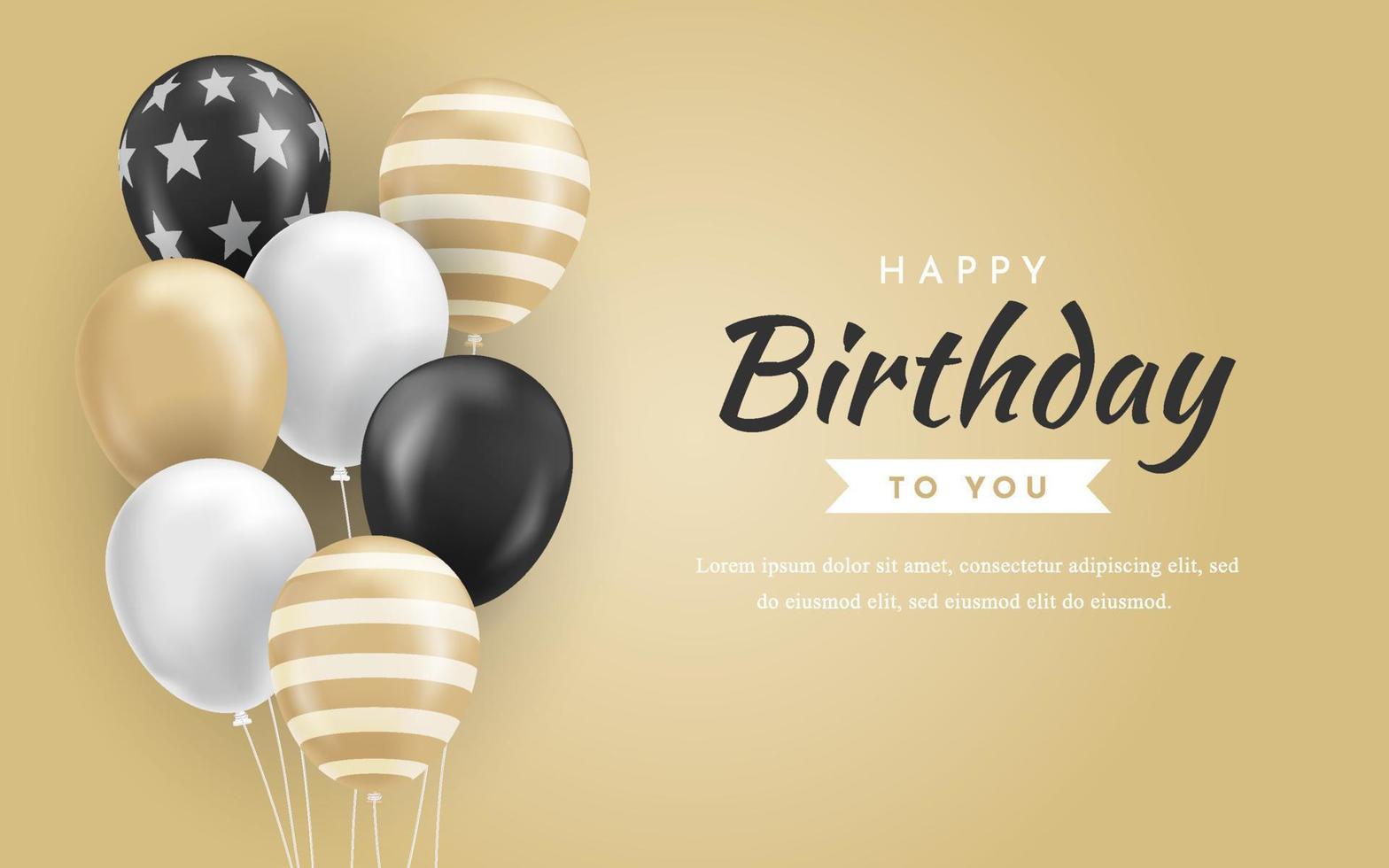 Happy Birthday Background with Realistic Luxury Golden Balloons vector